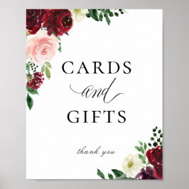 Póster Elegante Rótulo de Regalos de Tarjetas Florales de