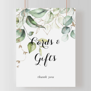 Póster Elegante Rótulo de Regalos y Tarjetas de Verdor de