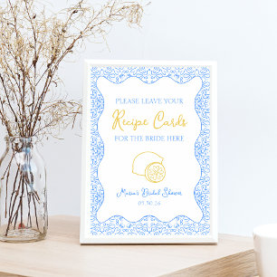 Póster Elegante Rótulo de tarjeta de limón para duchas nu