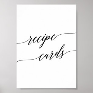 Póster Elegante Rótulo de tarjetas de recetas de caligraf