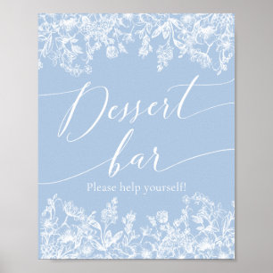 Póster Elegante Rótulo del bar Dusty Blue Wildflower