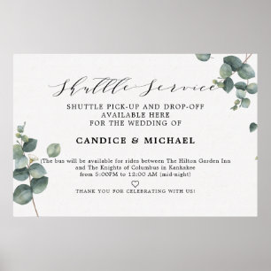 Póster Elegante Rótulo del Boda del servicio de lanzadera