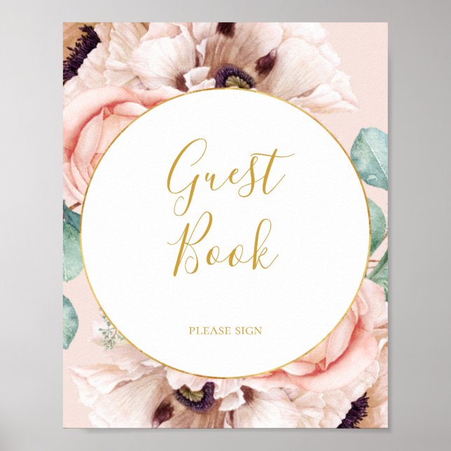 Póster Elegante Rótulo del Rubor Floral Garden Pastel Gue (Frente)