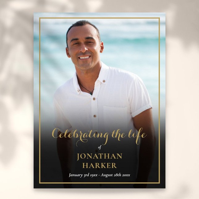 Póster Elegante Rótulo del servicio funeral de fotografía (Elegant Photo Funeral Memorial Service Sign)