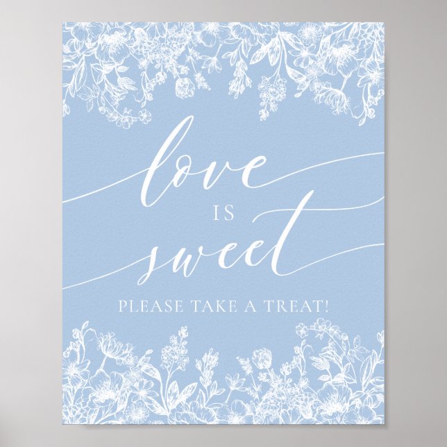 Póster Elegante Rótulo Dusty Blue Love es Sweet Tret Favo (Frente)