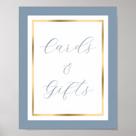 Póster Elegante Rótulo Dusty Blue y Gold Cards and Gifts