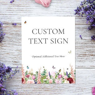 Póster Elegante Rótulo Floral & Butterflies Bridal Shower