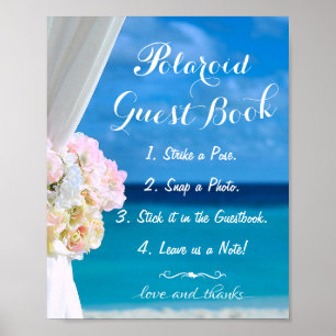 Póster Elegante Rótulo Floral Ocean Beach Summer Guestboo