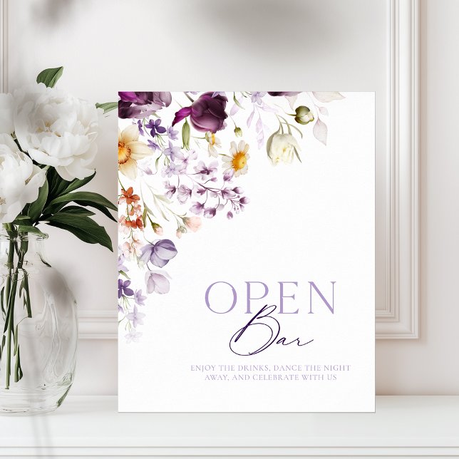 Póster Elegante Rótulo Floral Open Bar (Subido por el creador)