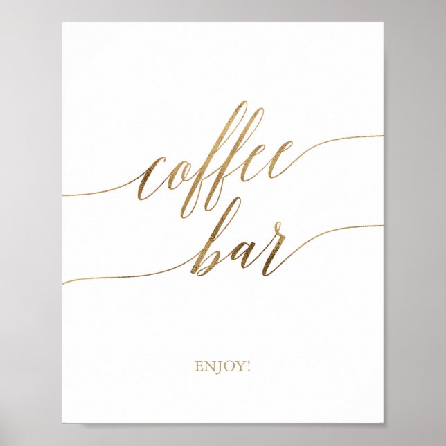 Póster Elegante Rótulo Gold Calligraphy Coffee Bar (Frente)