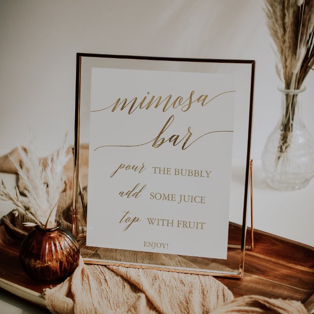 Póster Elegante Rótulo Gold Calligraphy Mimosa Bar (Subido por el creador)