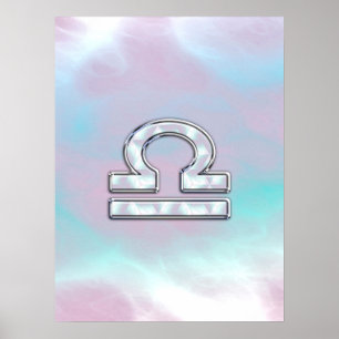 Póster Elegante Rótulo Libra Zodiac Madre del Estilo de l