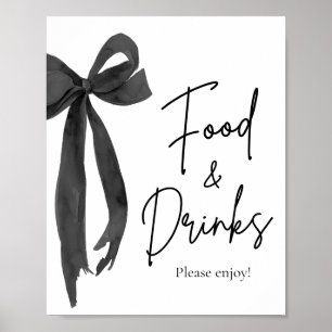 Póster Elegante Rótulo moderno de comida y bebida negro