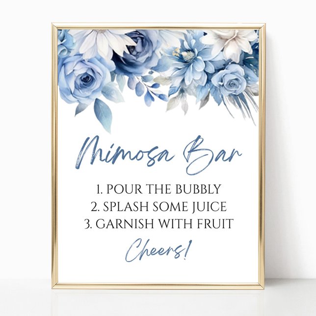 Póster Elegante Rótulo moderno Mimosa Bar Dusty Blue Flor (Subido por el creador)