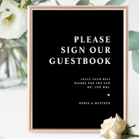 Elegante, Rótulo Nuestro Libro De Invitados, Negro