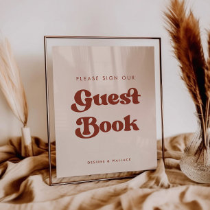 Póster Elegante Rótulo rosa, signo de nuestro boda de lib