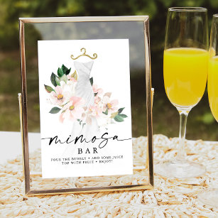 Póster Elegante Rótulo Rubor Floral Bridal Shower Mimosa 