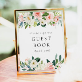 Póster Elegante Rótulo Rubor Pink Floral Greeneration Gue