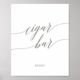 Póster Elegante Rótulo Sage Green Calligraphy Cigar Bar