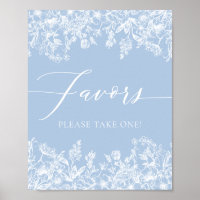 Elegante Rótulo Vintage Dusty Blue Floral Favor