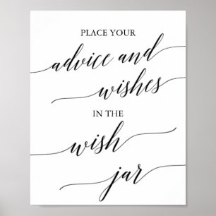 Póster Elegante Rótulo Wish Jar de caligrafía negra