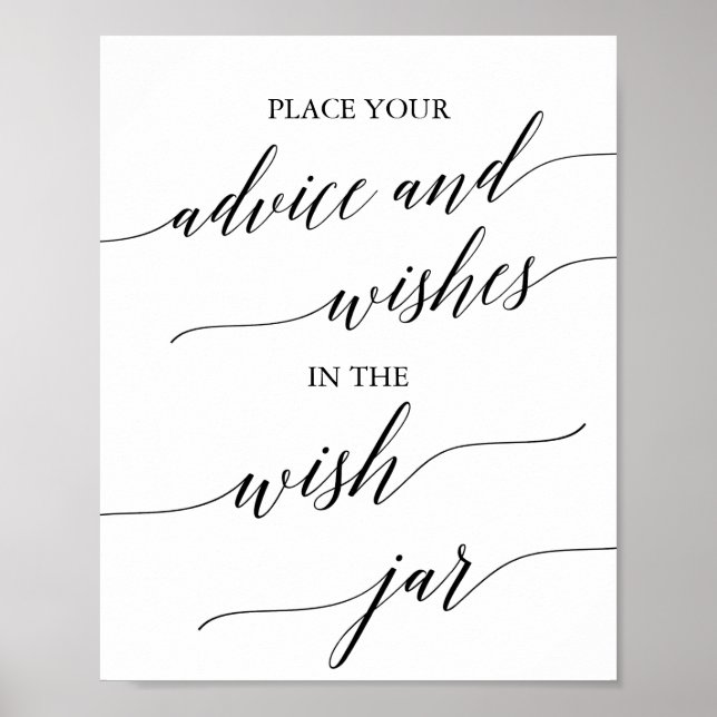 Póster Elegante Rótulo Wish Jar de caligrafía negra (Frente)