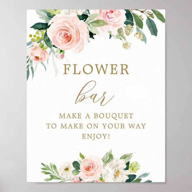 Póster Elegante Rubor Floral Bouquet Flower Bar (Frente)