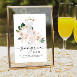 Póster Elegante Rubor Floral Bridal Shower Sangria Bar<br><div class="desc">Este hermoso diseño presenta un ramo de hermosos florales envueltos en un elegante vestido de novia y un estilo de letra moderno (color editable). Vea toda la colección para ver más elementos coincidentes. Vea nuestro vídeo sobre "Cómo editar en Zazzle" en YouTube.com/CreativeUnionDesign</div>