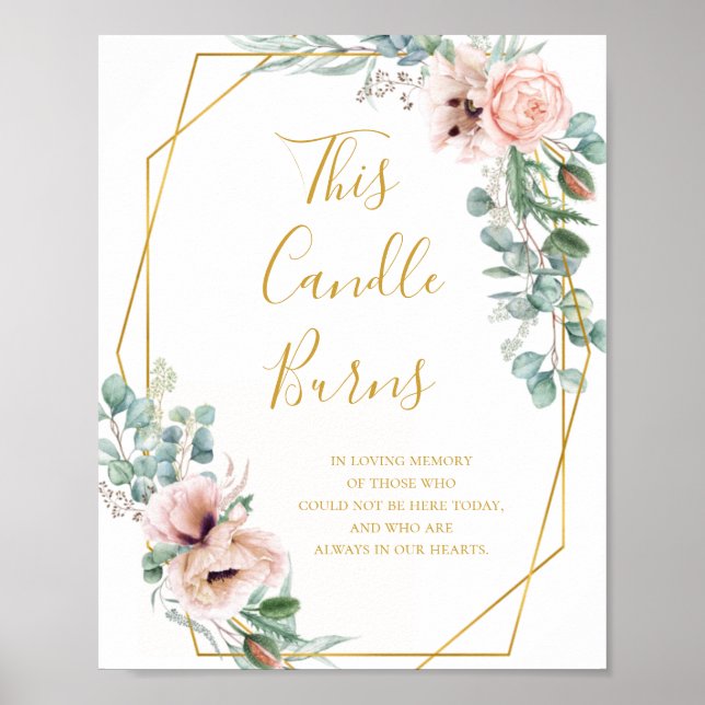Póster Elegante Rubor Floral | Este Rótulo de quema de ve (Frente)