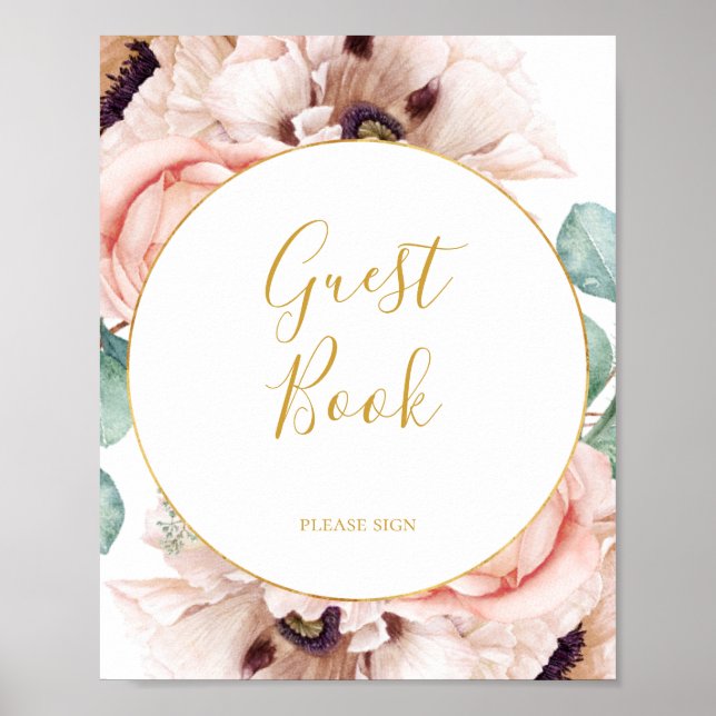 Póster Elegante Rubor Floral Garden | Rótulo del libro de (Frente)