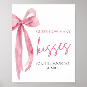 Póster Elegante Rubor Pink Bow Adivina cuántos Kiss de ju