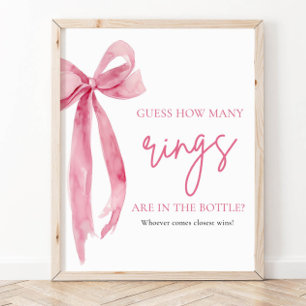 Póster Elegante Rubor Pink Bow Adivinan Cuántos Anillos