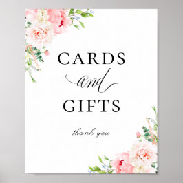 Póster Elegante Rubor Pink Floral Cards Gifts Rótulo