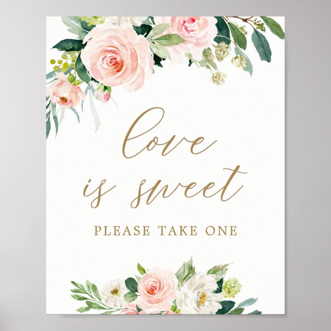 Póster Elegante Rubor Watercolor Love is Sweet Tret (Frente)