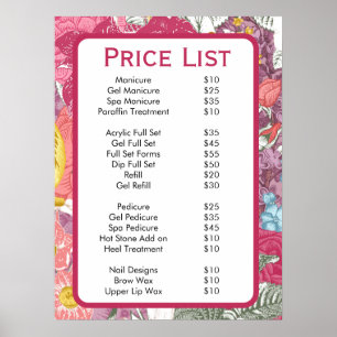 Póster Elegante salón de belleza floral rosa Poster de me