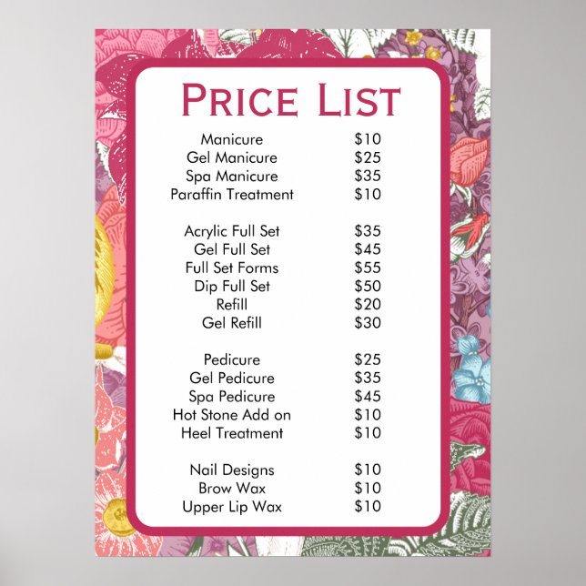 Póster Elegante salón de belleza floral rosa Poster de me (Frente)