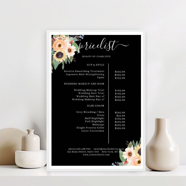 Póster Elegante Salón Floral de Verdor (Elegant Greenery Floral Salon Poster)