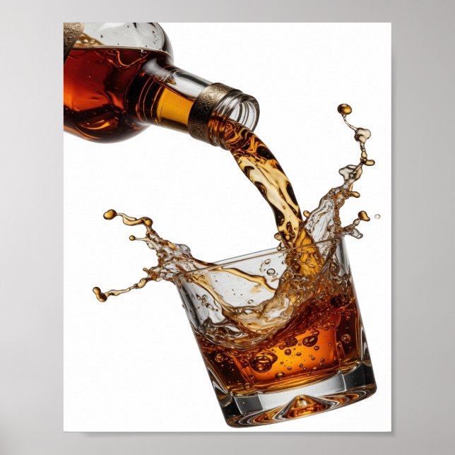 Póster Elegante Salpicadura de Whisky PLATA (Frente)