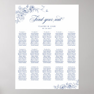 Póster Elegante Scrip 15 Tabla de asientos Rosa Boda