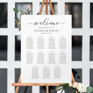 Póster Elegante Script 11 Tablas Carta de bienvenida de a