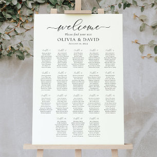 Póster Elegante Script 18 Tablas Carta de bienvenida de a