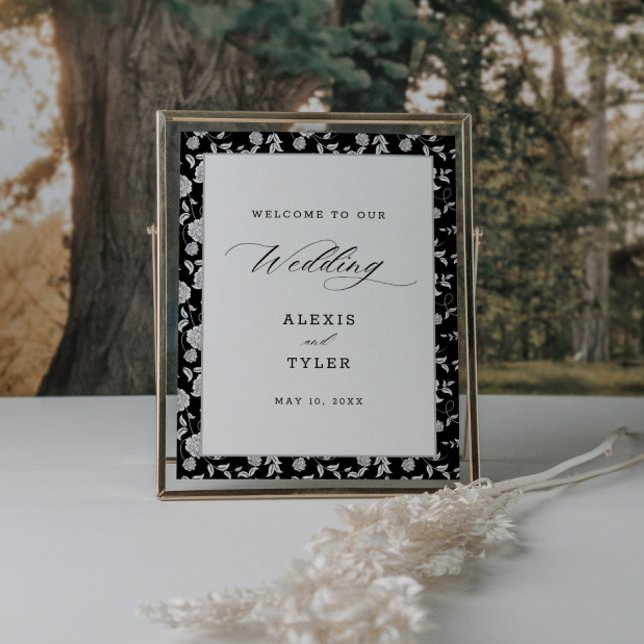 Póster Elegante Script Floral Boda Bienvenida (Subido por el creador)