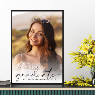 Póster Elegante Script Photo Graduation Party