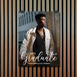 Póster Elegante Script Photo Graduation Party