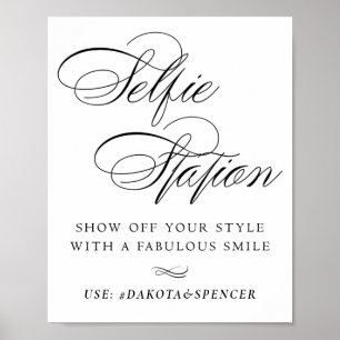 Póster Elegante Selfie Station Black Script Smile Etiquet