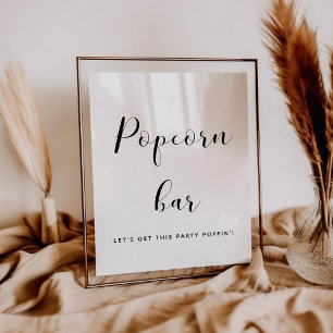 Póster Elegante signo boda de barra de palomitas en blanc