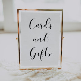 Póster Elegante signo boda de tarjetas y regalos en blanc