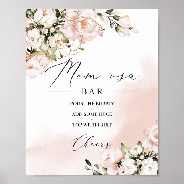 Póster Elegante signo de barra de momosa dorada rosa boho (Frente)
