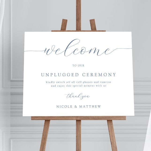 Póster Elegante signo de bienvenida Boda azul turbio sin  (Subido por el creador)