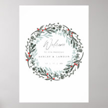 Elegante signo de bienvenida boda de vegetación